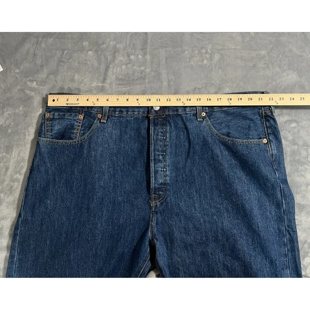Levis 501 Jeans Mens 44x34 Big Tall Button Fly Straight Leg Blue Denim Original